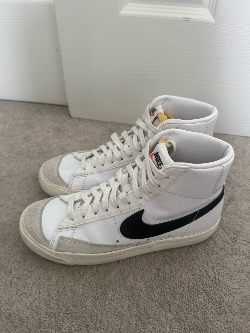 Nike High-Top Sneakers White with Black Swoosh